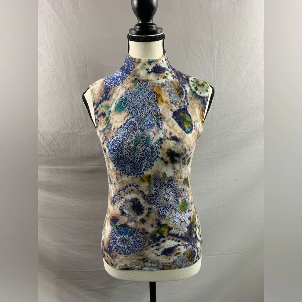 Beaded Floral Knit Top and Matching Sweater - Picture 5 of 7